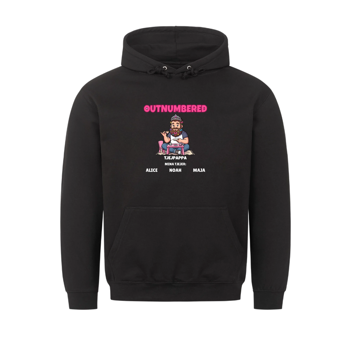 Girl Dad t-shirt med ditt foto som tecknad pappa och döttrarnas namn. Personlig present till pappa