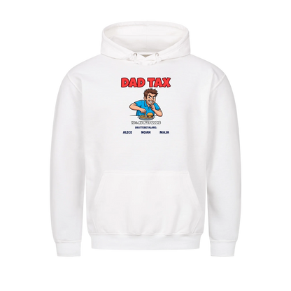 Dad Tax t-shirt med ditt foto som tecknad pappa och barnens namn. Rolig present till pappa