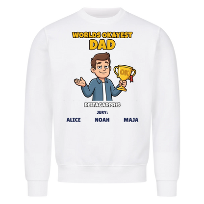 Worlds Okayest Dad t-shirt med ditt foto som tecknad pappa och barnens namn. Rolig present till pappa