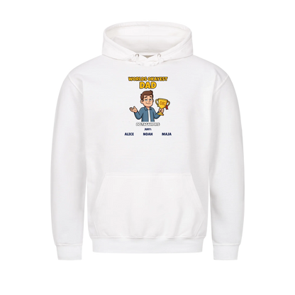 Worlds Okayest Dad t-shirt med ditt foto som tecknad pappa och barnens namn. Rolig present till pappa