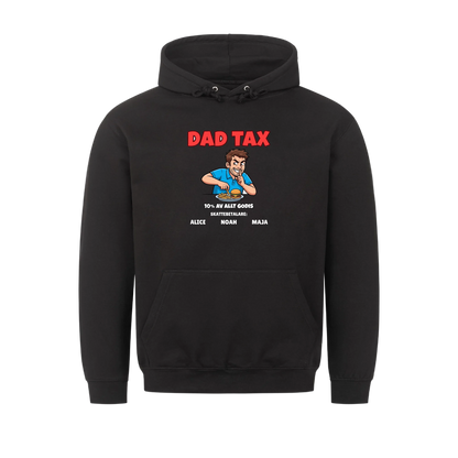 Dad Tax t-shirt med ditt foto som tecknad pappa och barnens namn. Rolig present till pappa