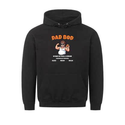 Dad Bod t-shirt med ditt foto som tecknad pappa och barnens namn. Rolig present till pappa