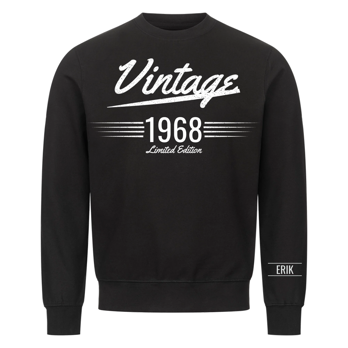 Vintage t-shirt med födelseår och namn på ärmen. Present till pappa och farfar