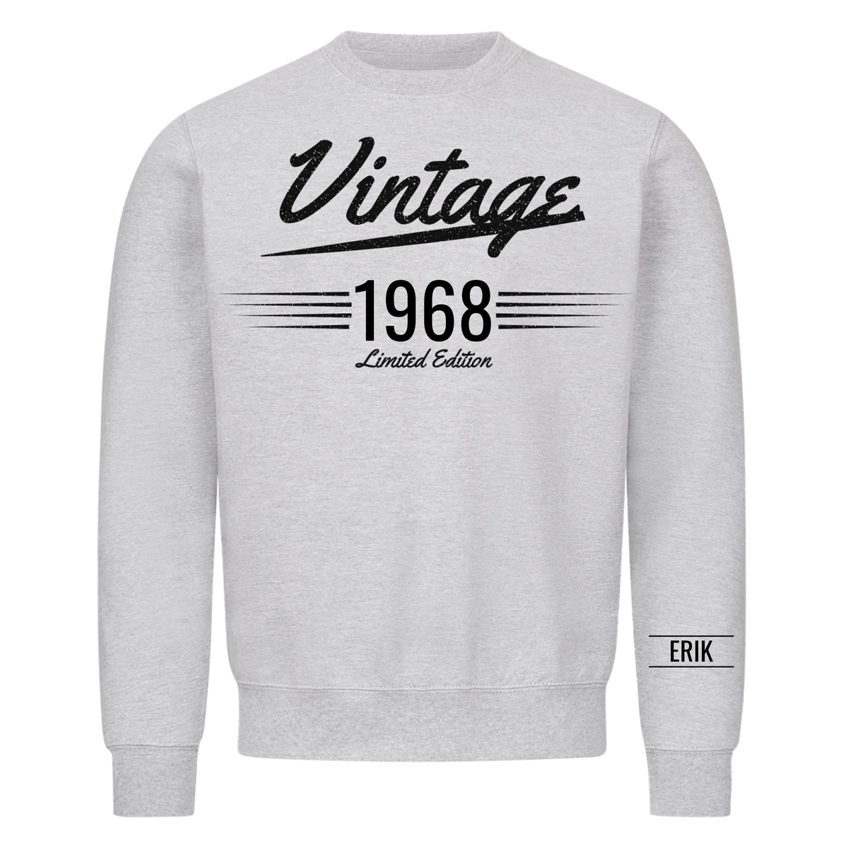 Vintage t-shirt med födelseår och namn på ärmen. Present till pappa och farfar