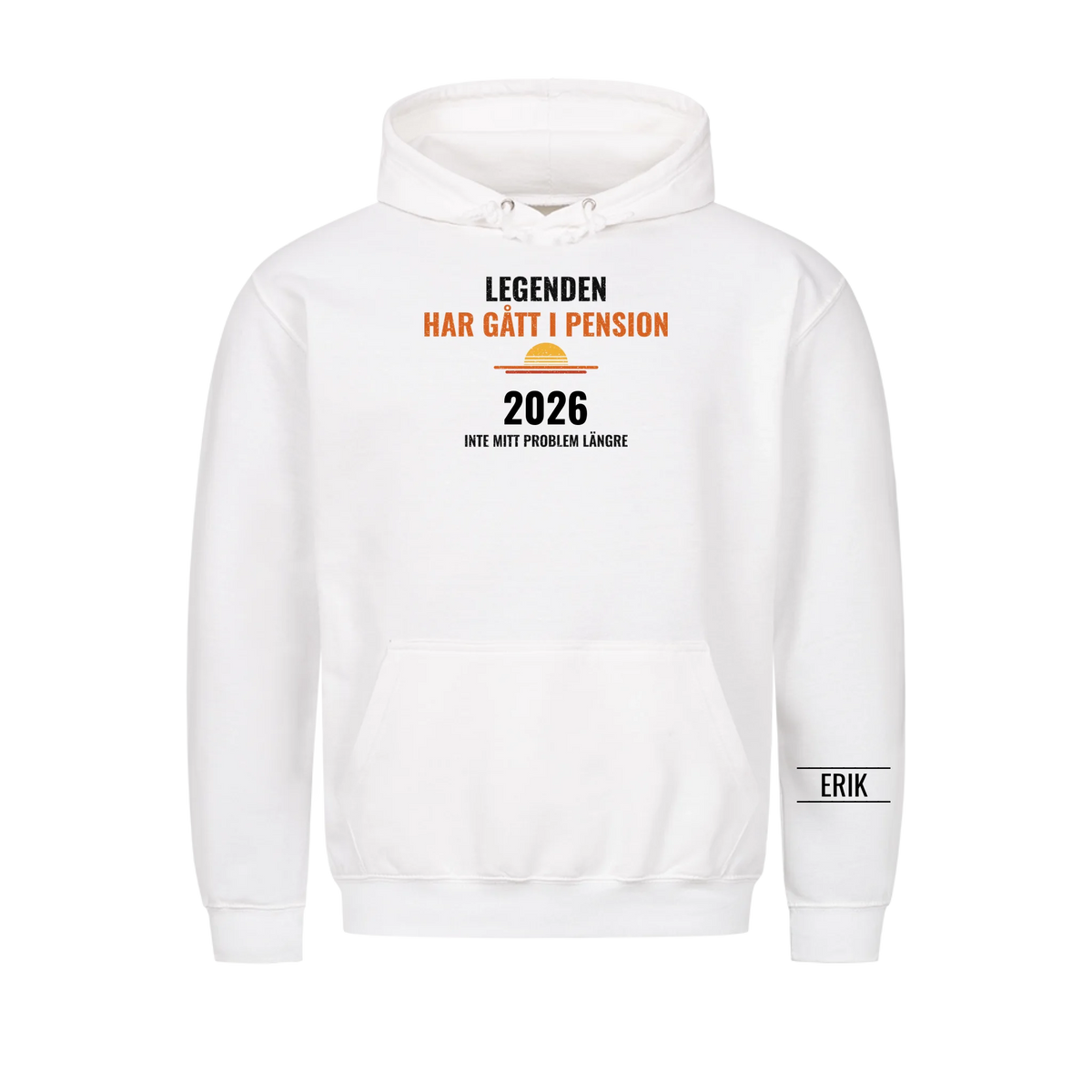 Legenden har gått i pension t-shirt med år och namn på ärmen. Present till pensionär