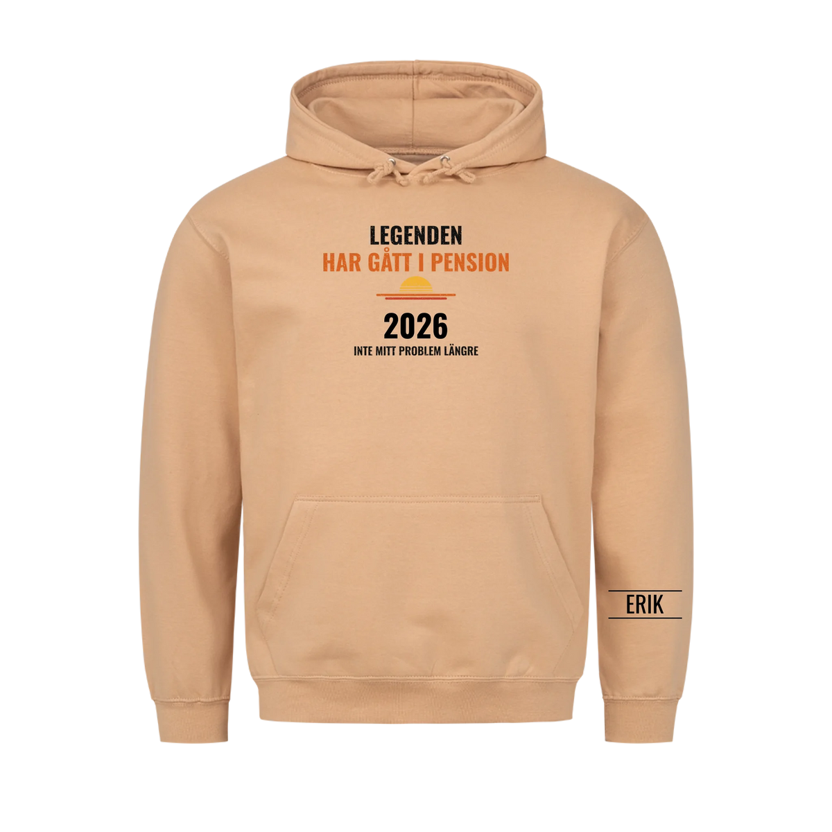 Legenden har gått i pension t-shirt med år och namn på ärmen. Present till pensionär
