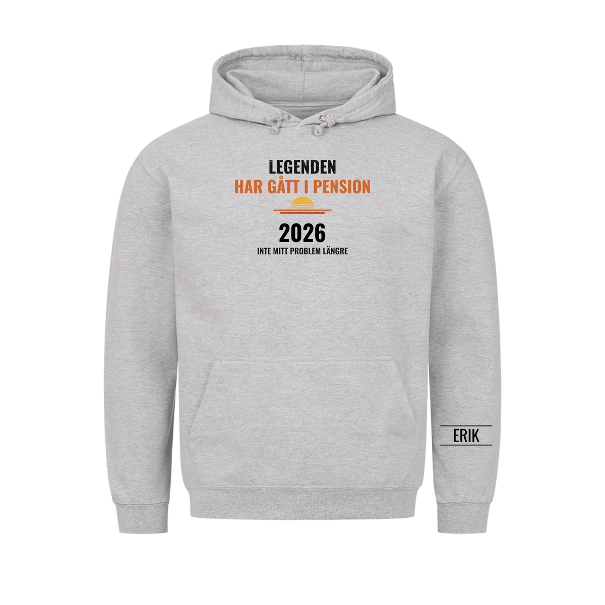 Legenden har gått i pension t-shirt med år och namn på ärmen. Present till pensionär