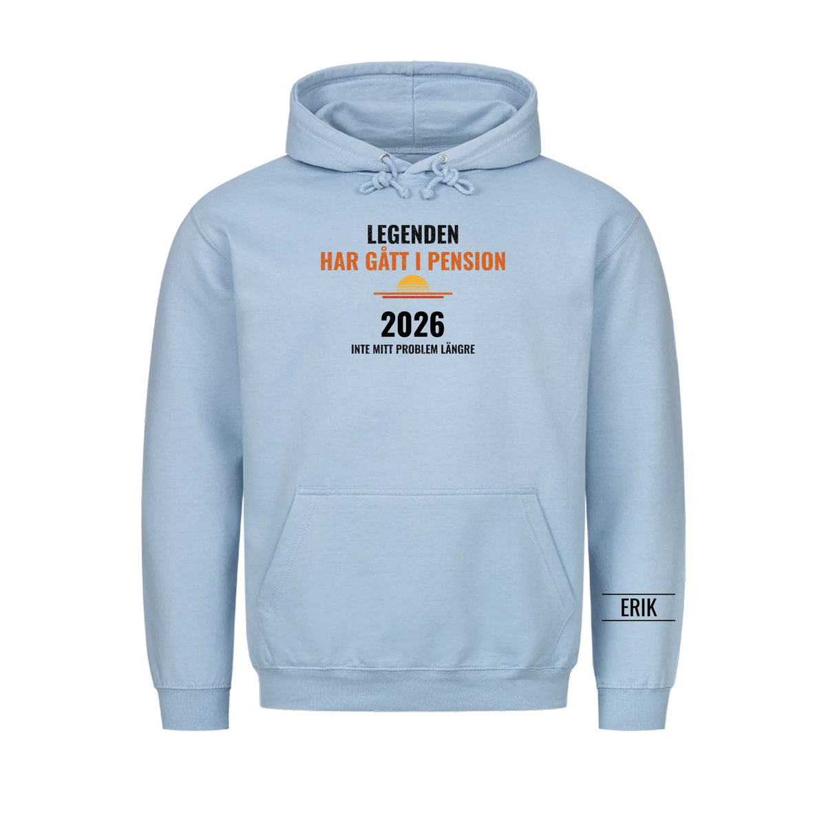 Legenden har gått i pension t-shirt med år och namn på ärmen. Present till pensionär