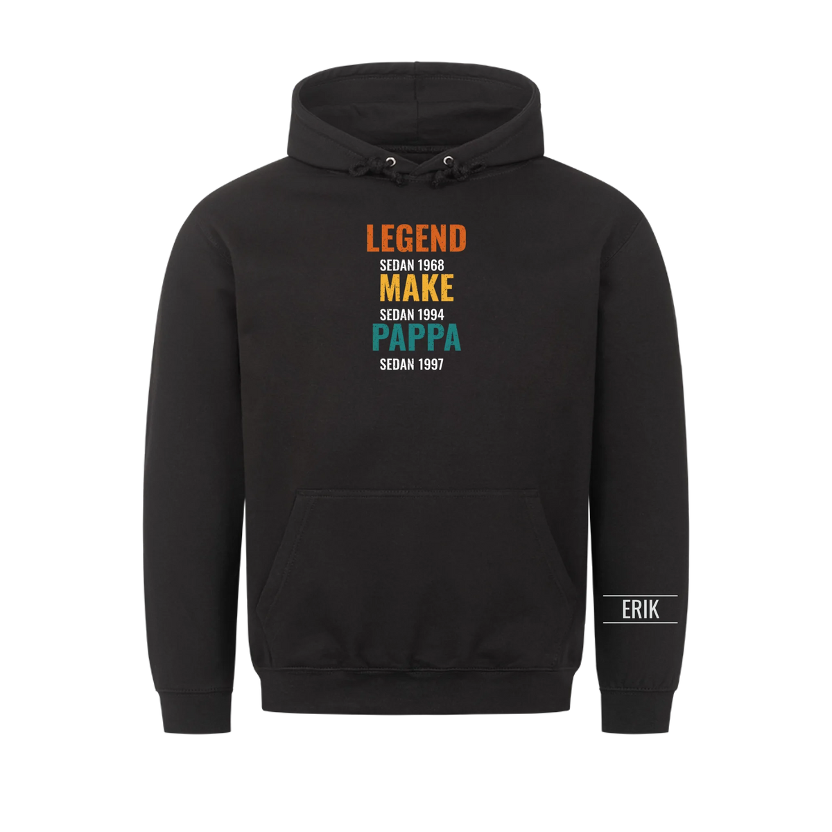 Legend Make Pappa t-shirt med årtal och namn på ärmen. Present till pappa på fars dag