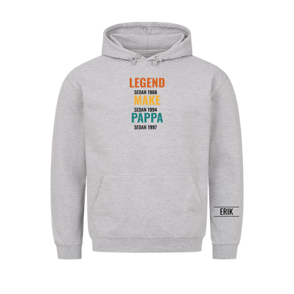 Legend Make Pappa t-shirt med årtal och namn på ärmen. Present till pappa på fars dag