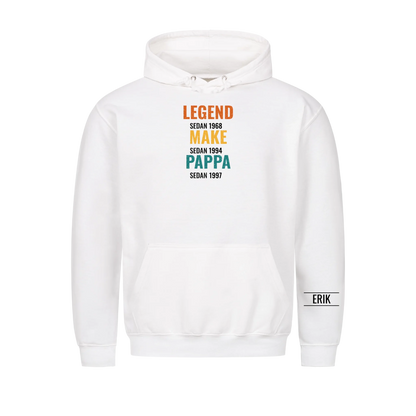 Legend Make Pappa t-shirt med årtal och namn på ärmen. Present till pappa på fars dag