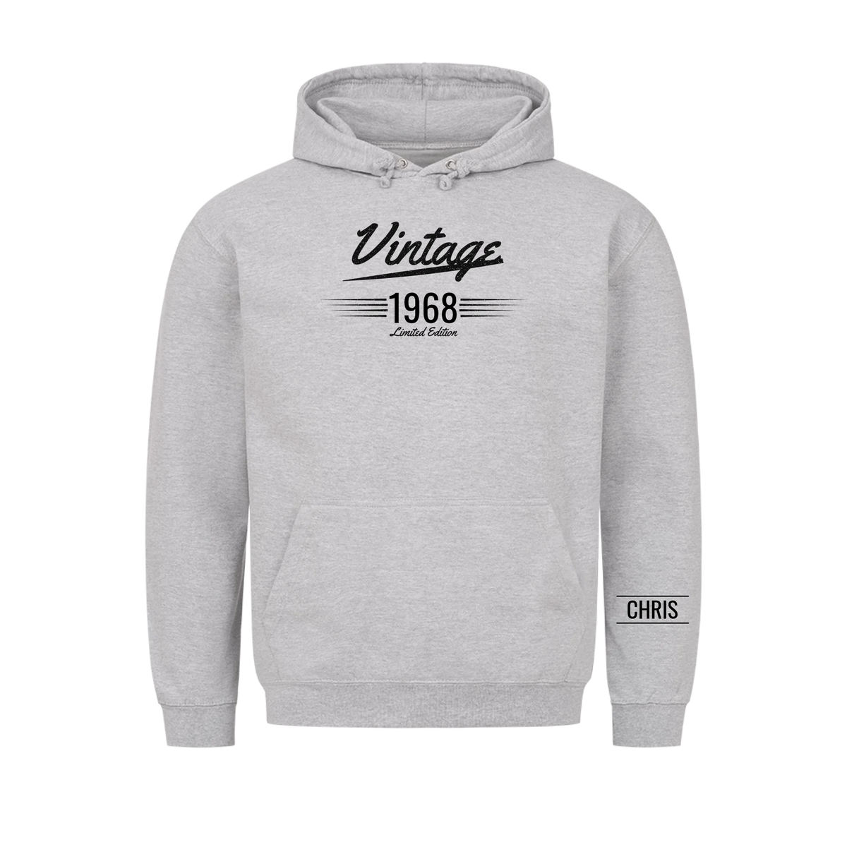 Vintage T-Shirt mit Geburtsjahr und Name am Ärmel. Geschenk für Papa und Opa