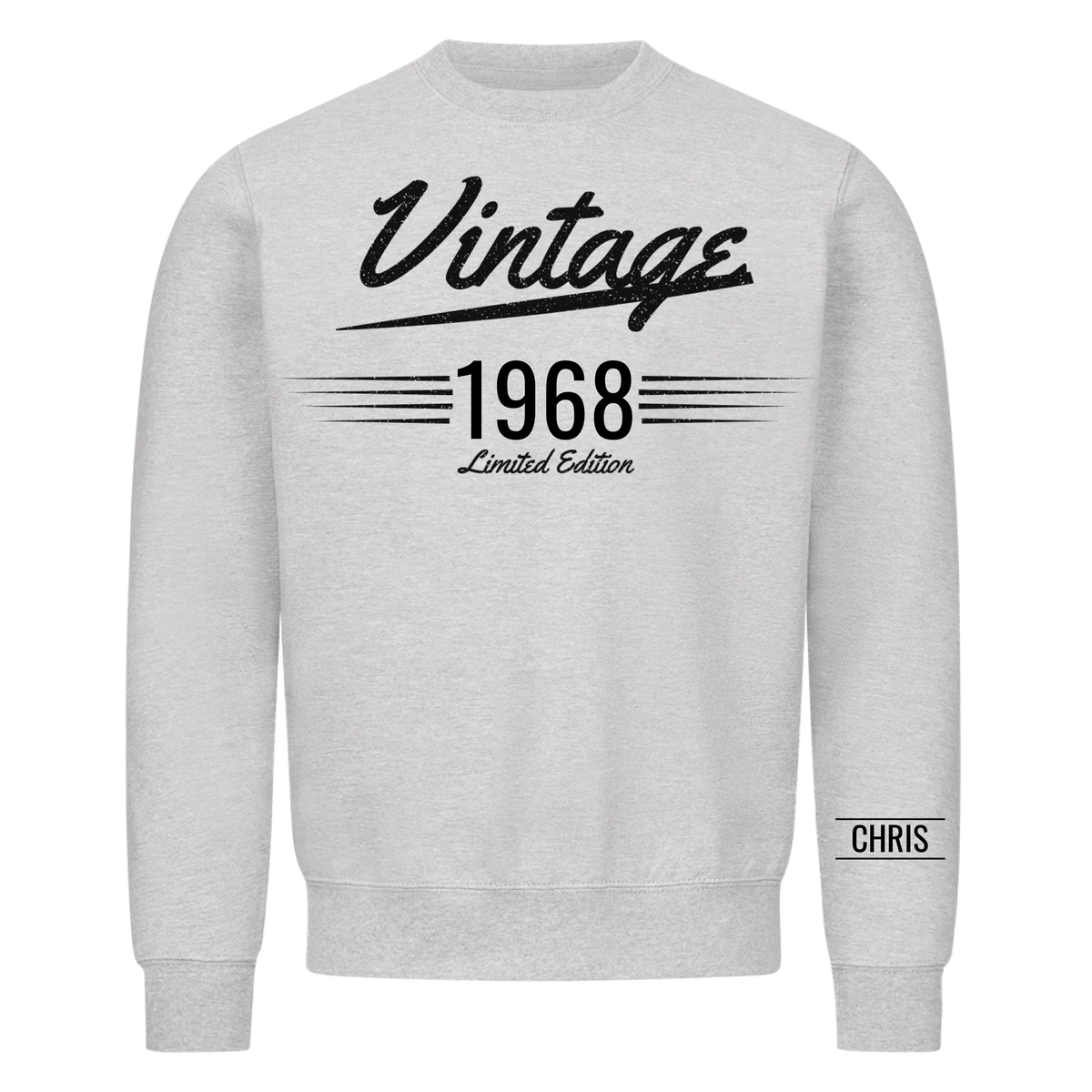 Vintage T-Shirt mit Geburtsjahr und Name am Ärmel. Geschenk für Papa und Opa