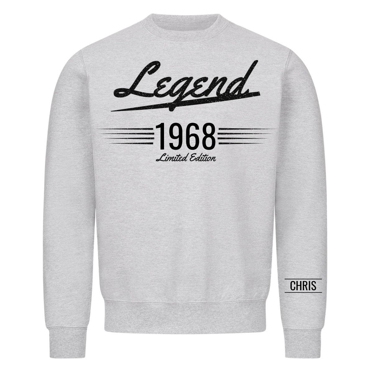 Legend T-Shirt mit Geburtsjahr und Name am Ärmel. Geschenk für Papa und Opa