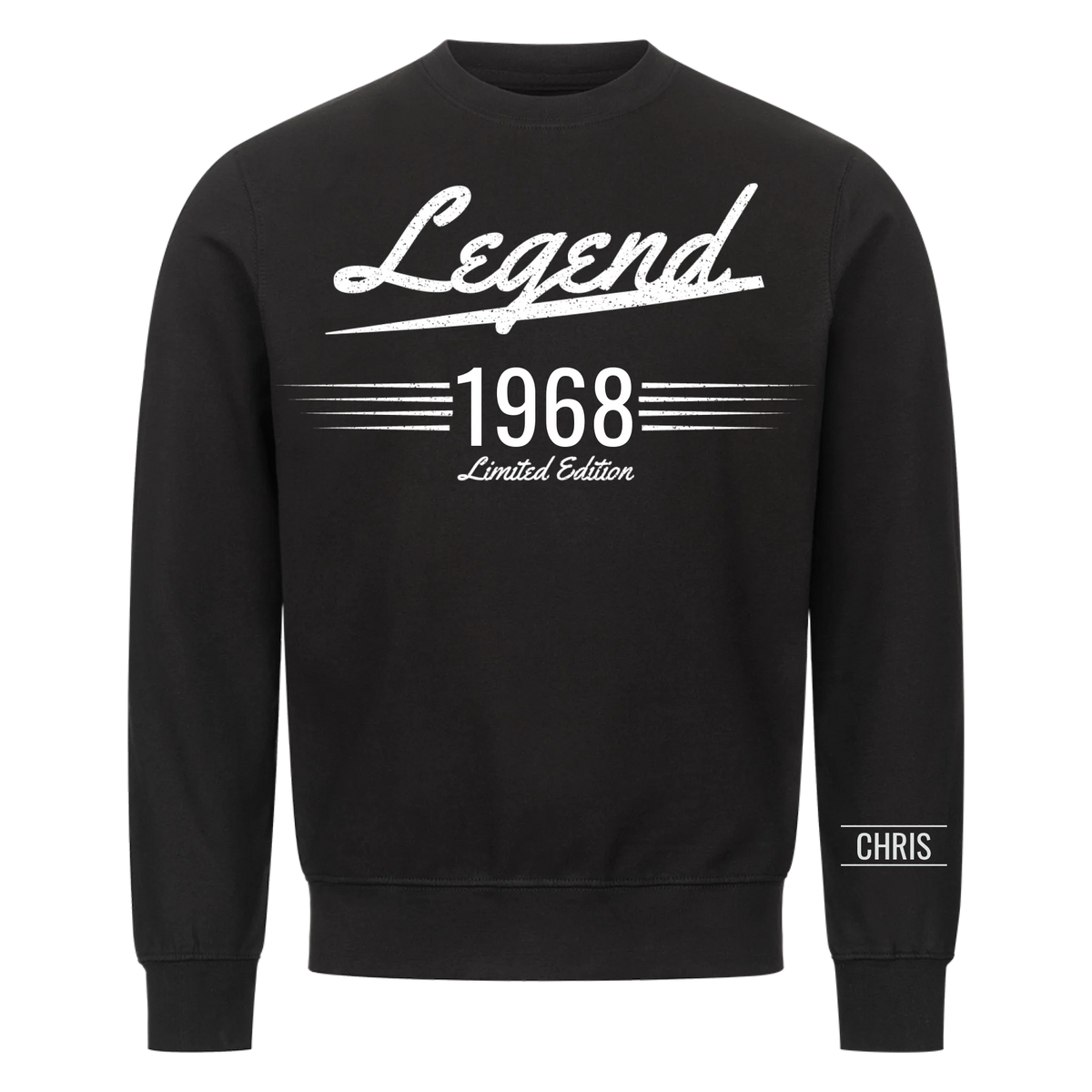 Legend T-Shirt mit Geburtsjahr und Name am Ärmel. Geschenk für Papa und Opa