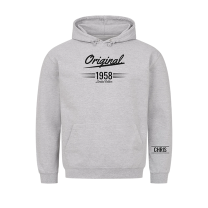 Original T-Shirt mit Geburtsjahr und Name am Ärmel. Geschenk für Opa