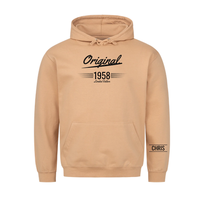 Original T-Shirt mit Geburtsjahr und Name am Ärmel. Geschenk für Opa