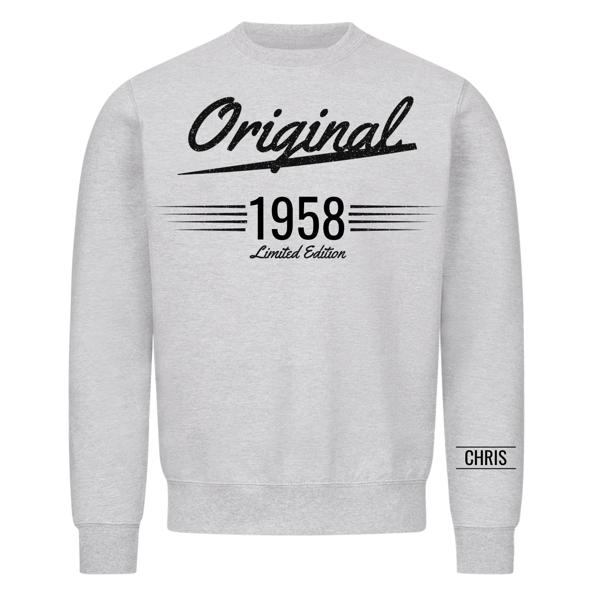 Original T-Shirt mit Geburtsjahr und Name am Ärmel. Geschenk für Opa