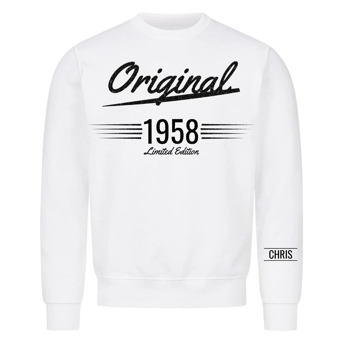 Original T-Shirt mit Geburtsjahr und Name am Ärmel. Geschenk für Opa
