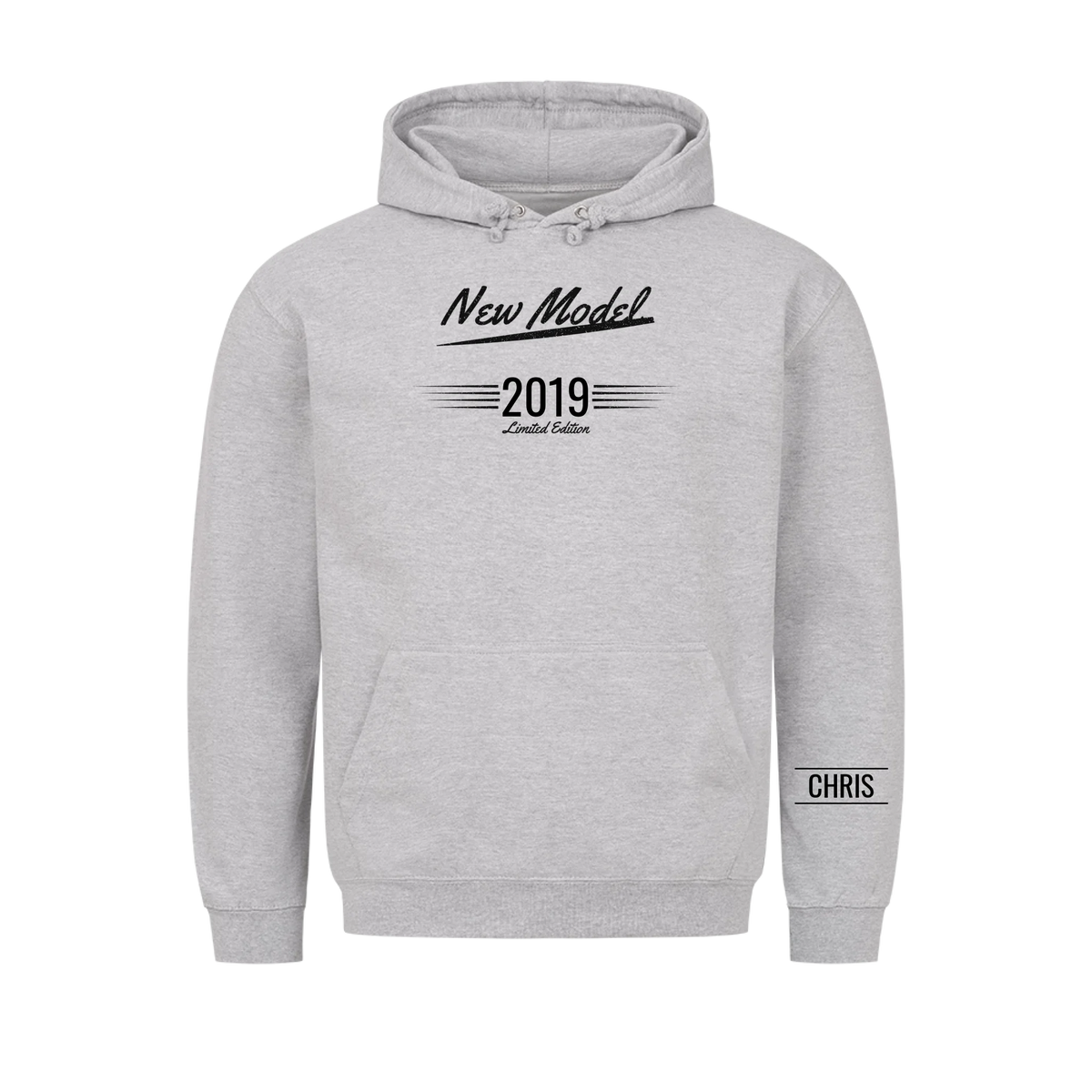 New Model T-Shirt mit Geburtsjahr und Name am Ärmel. Partnerlook mit Papa und Opa
