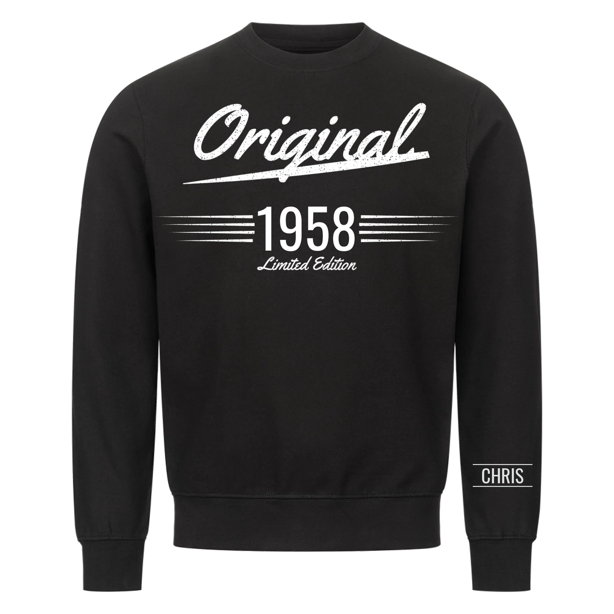 Original T-Shirt mit Geburtsjahr und Name am Ärmel. Geschenk für Opa
