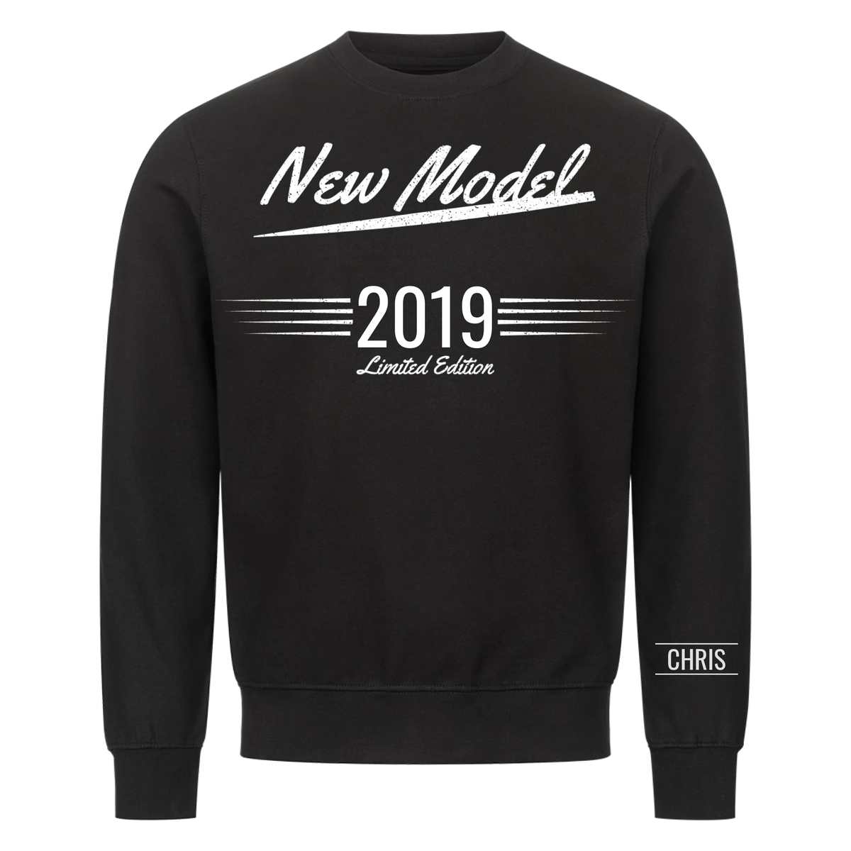 New Model T-Shirt mit Geburtsjahr und Name am Ärmel. Partnerlook mit Papa und Opa