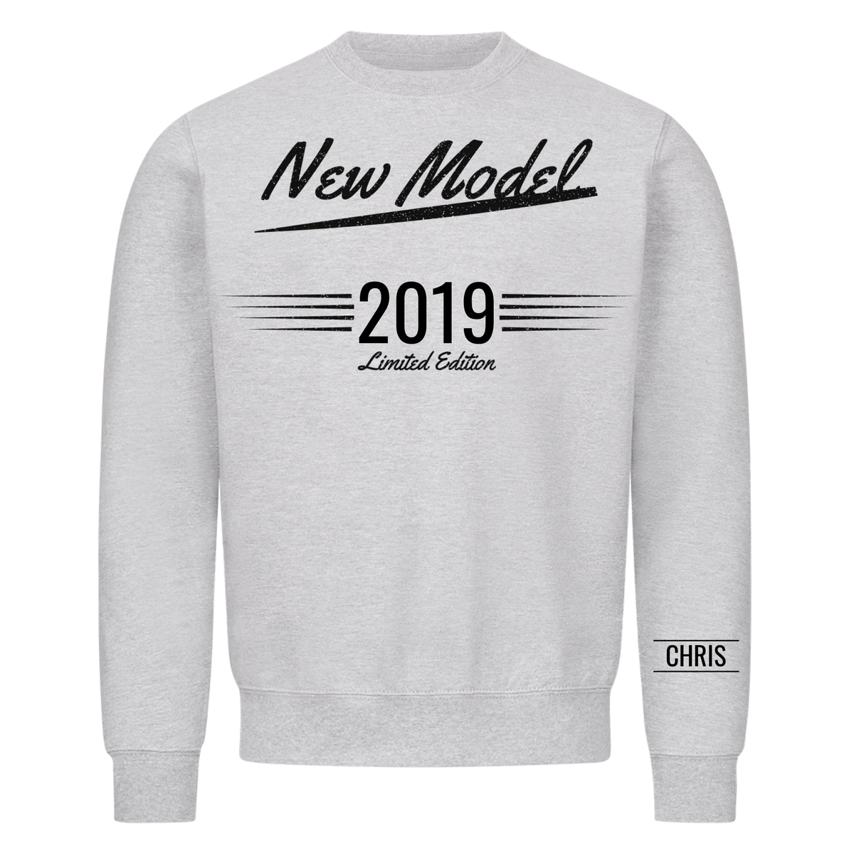 New Model T-Shirt mit Geburtsjahr und Name am Ärmel. Partnerlook mit Papa und Opa