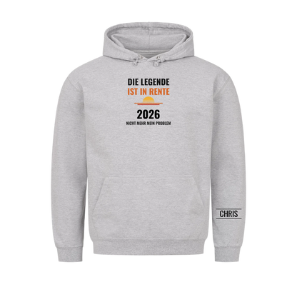 Die Legende ist in Rente T-Shirt mit Jahr und Name am Ärmel. Geschenk zum Ruhestand