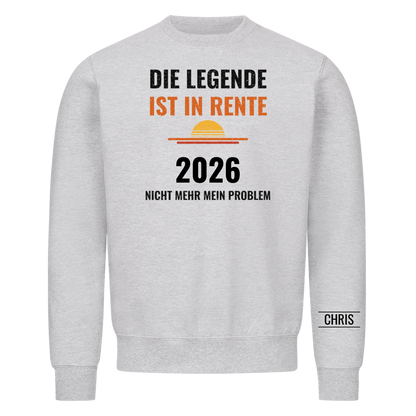 Die Legende ist in Rente T-Shirt mit Jahr und Name am Ärmel. Geschenk zum Ruhestand