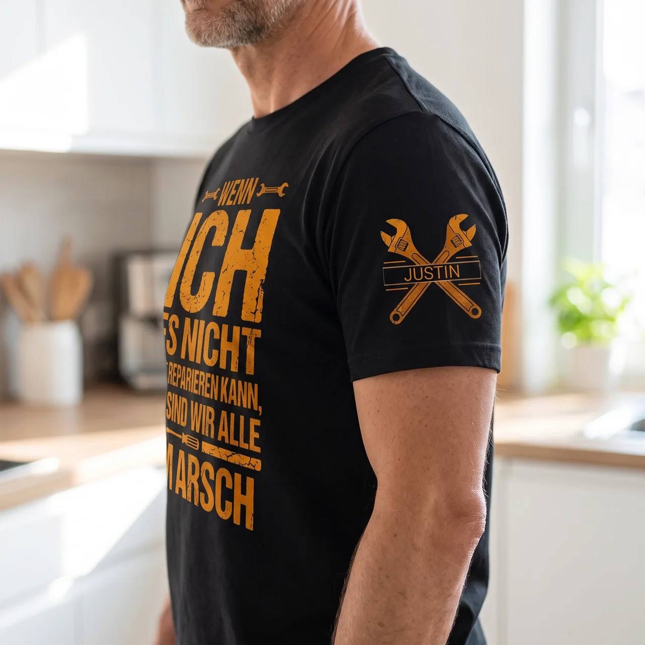 Sind wir alle - Lustiges Geschenk für Männer, Ehemann, Papa, Opa, Handwerker & Heimwerker - Personalisiertes Shirt