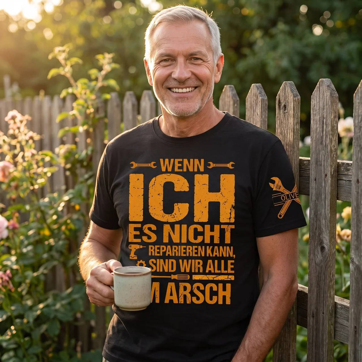 Sind wir alle - Lustiges Geschenk für Männer, Ehemann, Papa, Opa, Handwerker & Heimwerker - Personalisiertes Shirt