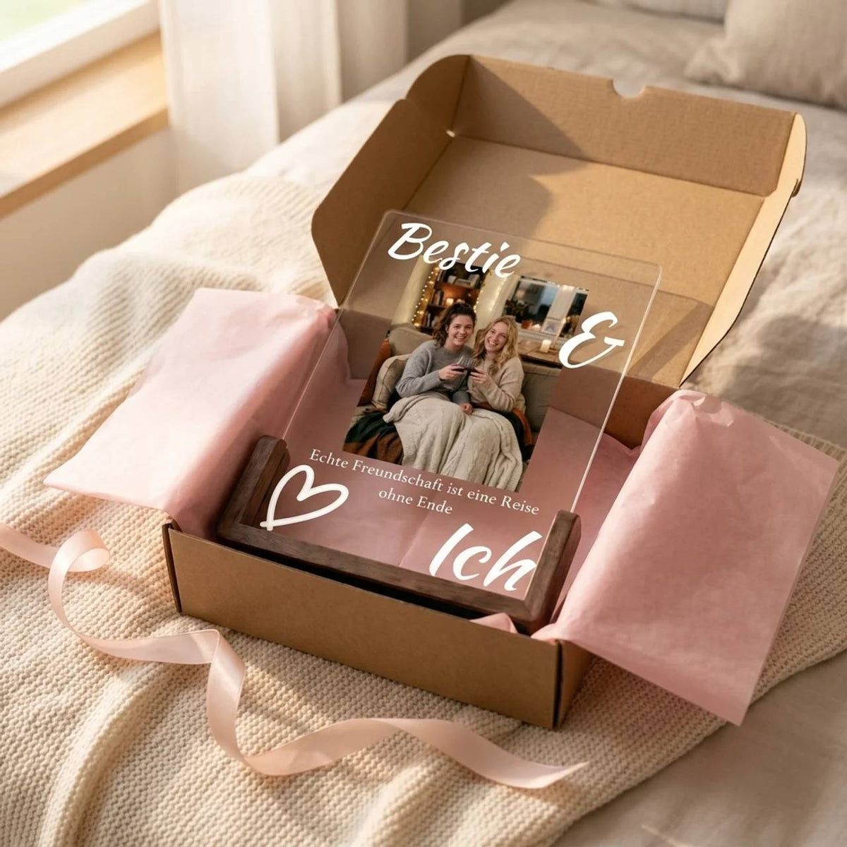 Personalisiertes LED-Nachtlicht mit Foto – Geschenk für beste Freundin, Bestie & Schwester