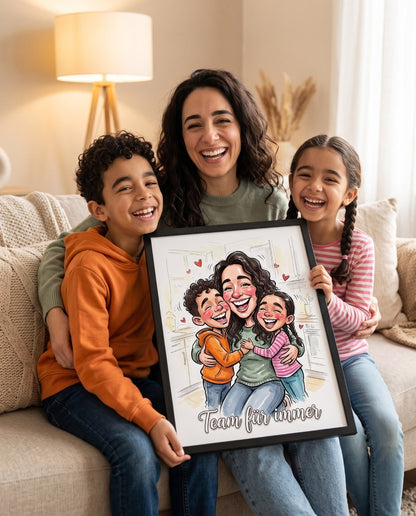Familien Karikatur vom Foto - Personalisiertes Familienposter