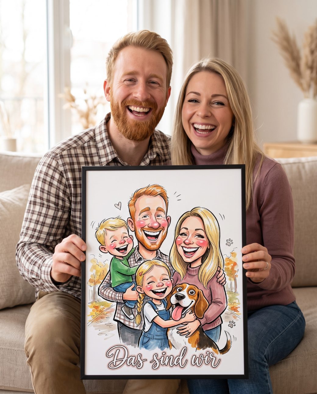 Familien Karikatur vom Foto - Personalisiertes Familienposter