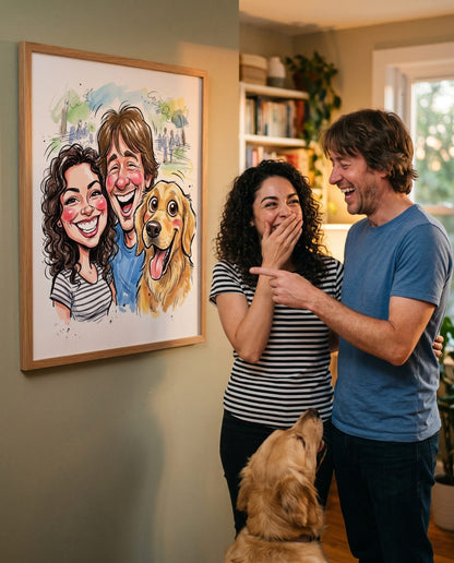 Familien Karikatur vom Foto - Personalisiertes Familienposter