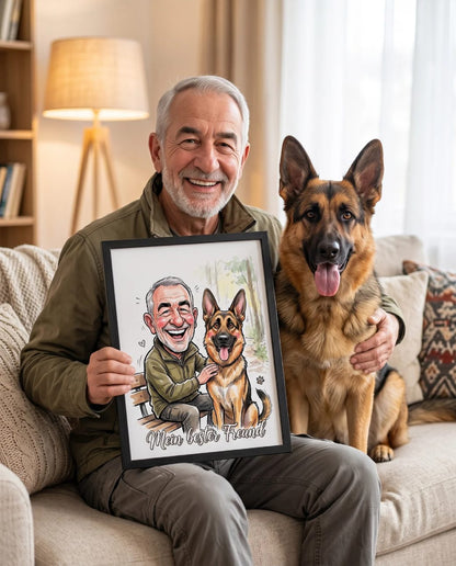 Haustier Karikatur vom Foto - Personalisiertes Poster für Hund, Katze & Co.