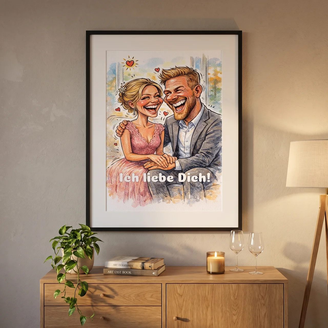 Paar Karikatur - Personalisierbares Pärchen Poster