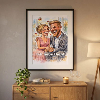 Paar Karikatur - Personalisierbares Pärchen Poster