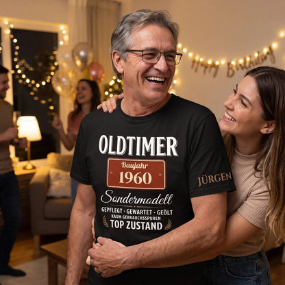 Oldtimer Sondermodell - Lustiges Geburtstagsgeschenk für Männer, Ehemann, Papa & Opa - Personalisiertes Shirt mit Name & Jahrgang