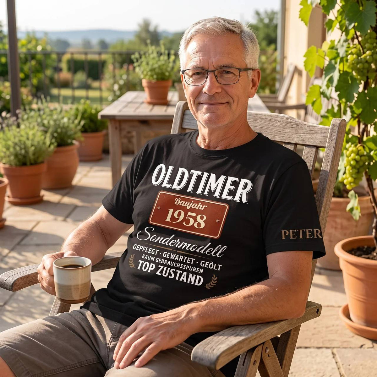 Oldtimer Sondermodell - Lustiges Geburtstagsgeschenk für Männer, Ehemann, Papa & Opa - Personalisiertes Shirt mit Name & Jahrgang